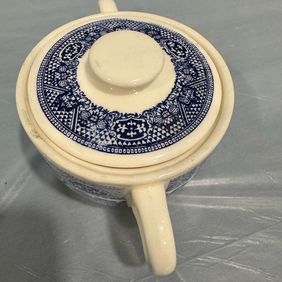 Vintage Blue & White Covered Soup Bowl | Cottagecore Decor - Picture 5 of 11